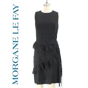 Morgane Le Fay Black Sleeveless Apron Dress Knee Length Sheath Romantic Goth S
